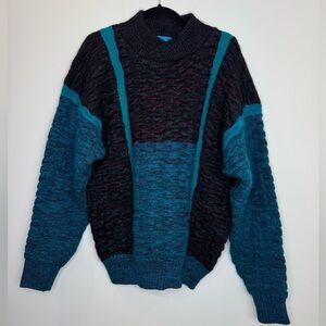 Vintage blue and purple bubble texture chunky sweater knit size medium